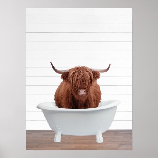 Koe Bathtub Home Decor Bathroom Poster (Voorkant)