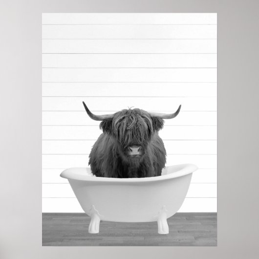 Koe Bathtub Home Decor Bathroom Poster (Voorkant)