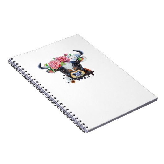 Koe bekroond met bloemen Classic T-Shirt Notitieboek (Rechterzijde)