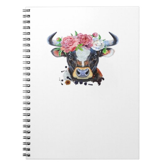 Koe bekroond met bloemen Classic T-Shirt Notitieboek (Voorkant)