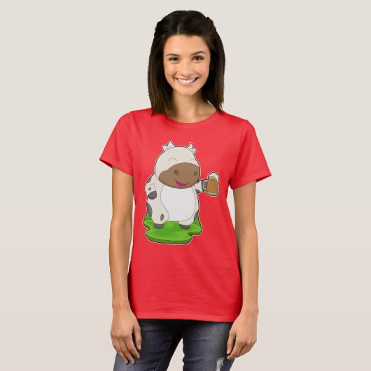 Koe bier mok t-shirt (Voorkant volledig)