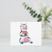 Koe bij Poker met Pokerkaarten Briefkaart (Staand voorkant)