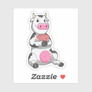 Koe bij Poker met pokerkaarten Sticker