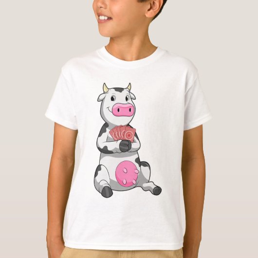 Koe bij Poker met pokerkaarten T-shirt (Voorkant)