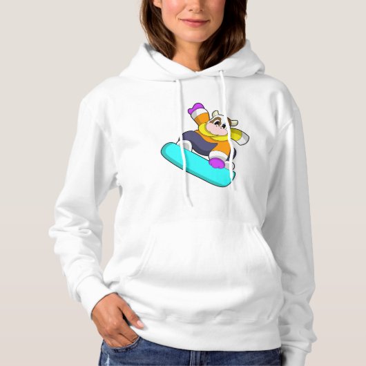 Koe bij Snowboarding met Snowboard Hoodie (Voorkant)