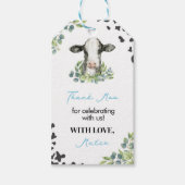 Koe Birthday Baby shower Dank u Label Cadeaulabel (Voorkant)