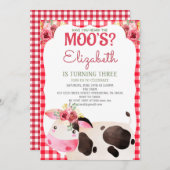 Koe Birthday Farm Animals Bartuin Kaart (Voorkant / Achterkant)