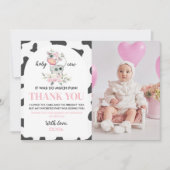 Koe Birthday Foto Dank je wel Bedankkaart (Voorkant)