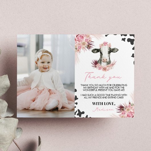 Koe Birthday Foto Dank je wel Bedankkaart