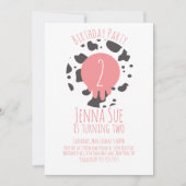 Koe Birthday Party Animal Print Pattern Roze Brown Kaart (Voorkant)