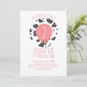 Koe Birthday Party Animal Print Pattern Roze Brown Kaart (Staand voorkant)