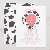 Koe Birthday Party Animal Print Pattern Roze Brown Kaart (Voorkant / Achterkant)