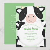 Koe Birthday Party Green Kaart (Voorkant / Achterkant)