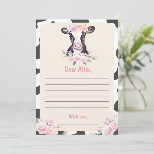 Koe Birthday Time Capsule Note Kaart (Staand voorkant)