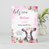 Koe Birthday Uitnodiging (Staand voorkant)