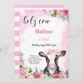 Koe Birthday Uitnodiging (Voorkant / Achterkant)