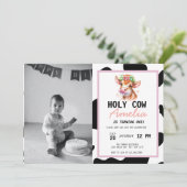 Koe Birthday Uitnodiging (Staand voorkant)