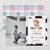 Koe Birthday Uitnodiging (Voorkant / Achterkant)