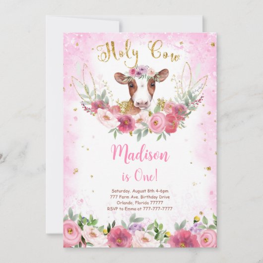 Koe Birthday Uitnodiging (Voorkant)