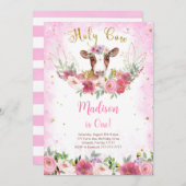 Koe Birthday Uitnodiging (Voorkant / Achterkant)