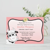 Koe Birthday Uitnodiging (Staand voorkant)