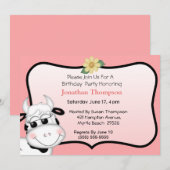 Koe Birthday Uitnodiging (Voorkant / Achterkant)