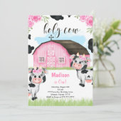 Koe Birthday Uitnodiging (Staand voorkant)