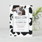 Koe Birthday Uitnodiging (Staand voorkant)