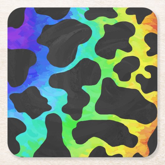 Koe Black en Rainbow Stuff Kartonnen Onderzetters (Voorkant)