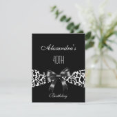 Koe Black White 40th Birthday Invitation Kaart (Staand voorkant)