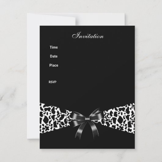 Koe Black White 40th Birthday Invitation Kaart (Achterkant)