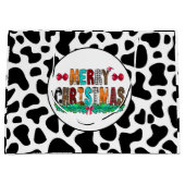 Koe Black White Patches Merry Kerstmis Groot Cadeauzakje (Voorkant)