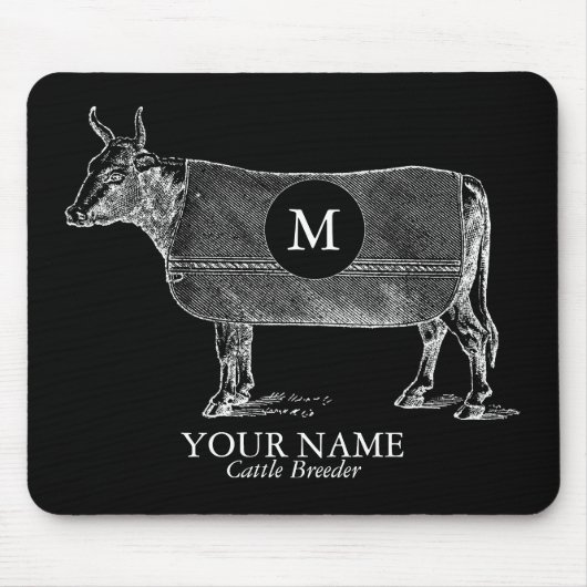 Koe Blanket Monogram Black Mousepad Muismat (Voorkant)