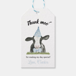 Koe blauw pet Koe Afdrukdag gunst Cadeaulabel