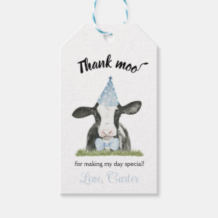 Koe blauw pet Koe Afdrukdag gunst Cadeaulabel
