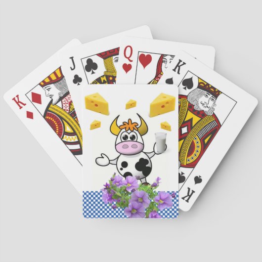 Koe blauwe spelkaart afspelen Floral Pokerkaarten (Achterkant)