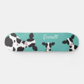 Koe Blauwgroen Zwarte Wit Diernaam Persoonlijk Skateboard (Horizontaal)