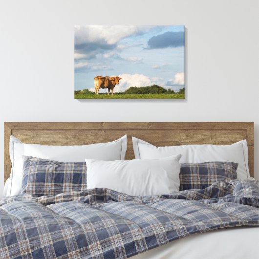 Koe Blonde d'Aquitaine in de regio Dordogne, Frank Canvas Afdruk (Insitu (Slaapkamer))