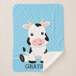 Koe Blue Polka Dot Personalized Boy Sherpa Deken