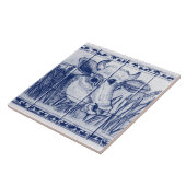  Koe Blue White Art Dedham Delft Trivet Tegeltje (Zijkant)