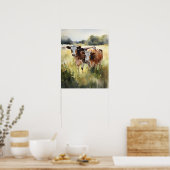 Koe Boerderij Animal Art Print Poster (Keuken)