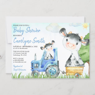 Koe Boerderij Baby shower Invitation Boy Kaart