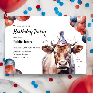 Koe Boerderij Barnyard Animal Birthday Party Kaart