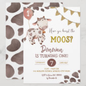 Koe Boerderij Boy Baby shower Uitnodiging (Voorkant / Achterkant)