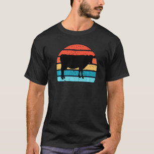 Koe Boerderij Dier Silhouet Afbeelding Op Een Retr T-shirt