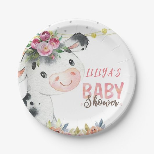 Koe Boerderij Dieren Barnyard Papieren Bordje (Voorkant)