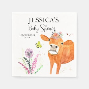 Koe Boerderij Dieren Land Baby shower Meisje Jonge Servet
