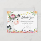 Koe boerderij dierlijk baby shower bedankje bedankkaart (Voorkant / Achterkant)