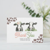 Koe Boerderij Gender Reveal Dank je kaart (Staand voorkant)