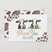 Koe Boerderij Gender Reveal Dank je kaart (Voorkant / Achterkant)